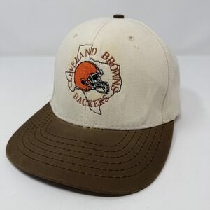 Vintage Cleveland Browns Hat Cap Strap Back Mens Brown NFL Football Backers 90s